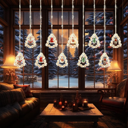 Christmas String Lights Indoor/Outdoor,10 Circle/Star/Tree Lights 120 LED Christmas Decorations Light,Christmas Window Curtain Light 16 FT Waterproof Fairy String Light Warm lamp