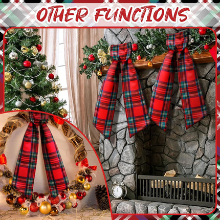 2 Pcs Wreath Sash for Front Door Wreath Sash Wreath Accessories for Embroidery Monogram Outdoor Indoor Party Yard Doorway 4.5 W x 56 L(Red,Plaid)