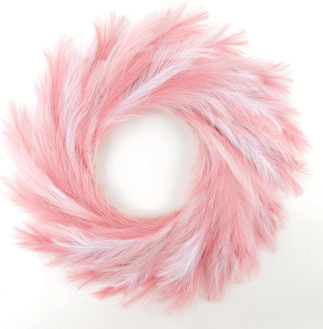 Perfnique Pampas Grass Wreath, 27'' Faux Pampas Wreath for Front Door, Artificial Pampas Wreath for All Seasons, Boho Wall Decor, Farmhouse Pampas Grass Garland, DIY Wreath Arrangement (Mixed-Pink)