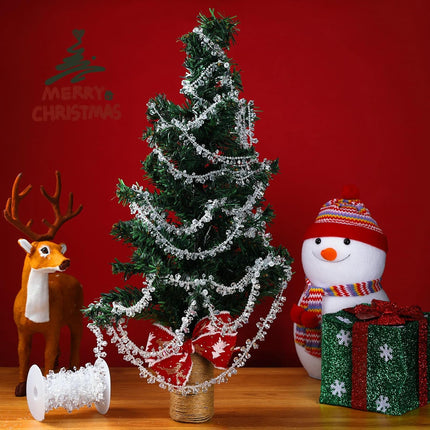 Bucherry 23ft Christmas Garland Crystal Acrylic Christmas Beaded Garlands Hanging Rustic Christmas Tree Decorations Twist Bead String Ornaments for Wedding Party Decor(Clear Iridescent)