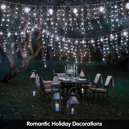 Led Christmas Lights Outdoor Christmas Decorations Hanging Lights 400LED 8 Modes 75 Drops, Outdoor Indoor Fairy String Lights for Christmas Party, Holiday, Wedding Decorations (CoolWhite)