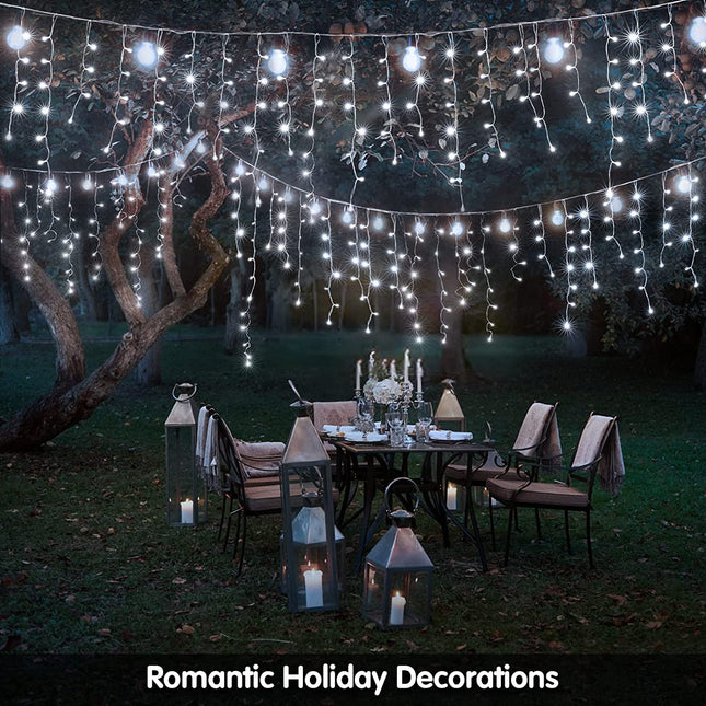 Led Christmas Lights Outdoor Christmas Decorations Hanging Lights 400LED 8 Modes 75 Drops, Outdoor Indoor Fairy String Lights for Christmas Party, Holiday, Wedding Decorations (CoolWhite)