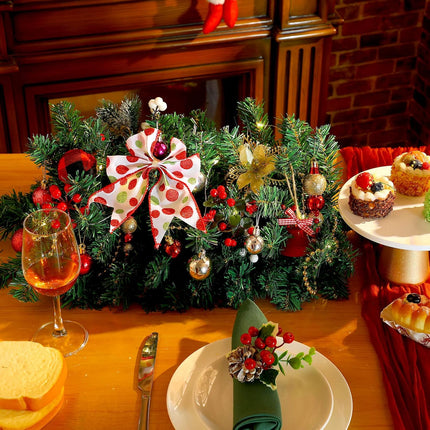 Artificial Christmas Swag 28 Inch Faux Pine Swag Greenery Pine Swags for Christmas Lush Christmas Window Swags for Mailbox Outdoor Holiday Wreath Home Door Xmas Fireplace Decorating (4 Pcs)