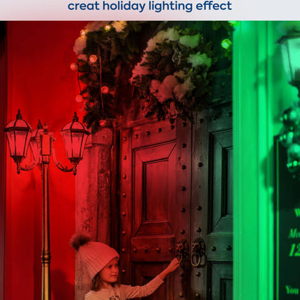 PAR38 Red Green LED Lights for Outside [Christmas Combo], 150W Flood Light Bulbs Equivalent, 15W 1200LM, Colored Outdoor Flood Light Bulb, E26 Base Not-dim for Christmas, Halloween, 2 Pack