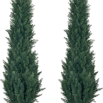 2 Packs 4ft Artificial Cedar Topiary Trees - Fake Boxwood Topiary Cypress Trees Potted Plants, Artificial Plants Shrubs for Home Indoor Outdoor Garden Porch Decor