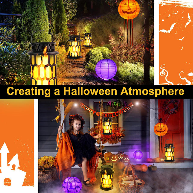 YoungPower Solar Outdoor Lantern Lights, 2 Modes Flickering Flame & Warm Light, Waterproof Hanging Lanterns for Christmas, Halloween, Patio and Yard Décor (2-Pack)