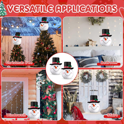 Syhood 2 Pcs Snowman Head Tree Topper Xmas Tree Top Christmas Tree Topper Frosty Hat Tree Topper Snow Man Topper for Christmas Decoration Winter Holiday Ornament