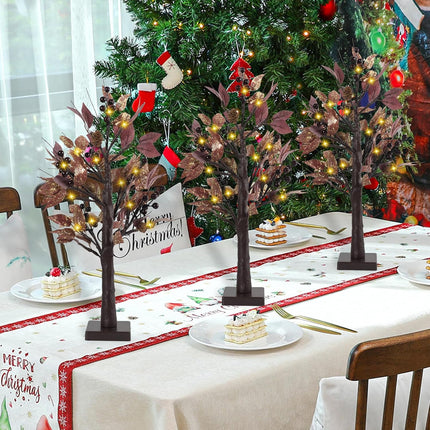 Artgar 22 Inch Mini Christmas Tree, Purple Christmas Tree, Prelit Christmas Tree, Tabletop Christmas Tree with Pinecones 24 LED Warm Lights for Home, Tabletop, Indoor, Fireplace, Christmas Decorations