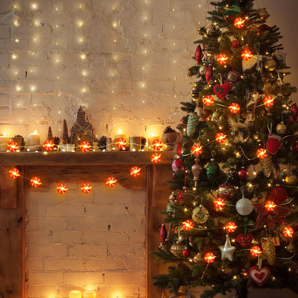 Bencailor 3 Pack Christmas Candy String Lights Christmas Tree Decorative Lights Red Lollipop String Lights Hanging Tree Yard Porch Balcony Lights Waterproof for Christmas Tree Party Wedding