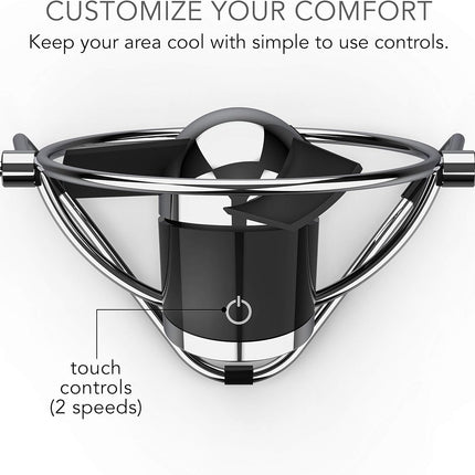 Sharper Image Sbm1Si Usb Fan With Soft Blades, 2 Speeds, Touch Control, Quiet Operation, Metal Frame, 5V Wall Adapter, 6 Ft