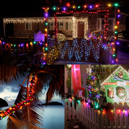 C9 Christmas Lights, 50 LEDs 24.5 FT Faceted String Lights Connectable Commercial Grade Indoor Outdoor, 120V UL Xmas Strawberry Tree Light Strand for Garden Patio Parties, Multicolor