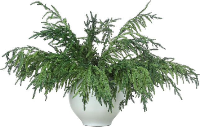 Jutom 12 Pcs Christmas Norfolk Pine Branches, Norfolk Pine Artificial Christmas Branches DIY Crafts Faux Christmas Norfolk Pine Branches for Xmas Indoor Outdoor Home Decor (30 Inches)