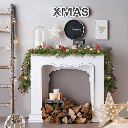 6Ft Christmas Pine Garland, Christmas Greenery Garland Realistic Cedar Artificial Cypress Garland for Holiday Mantel Fireplace Table Centerpiece Home Decoration