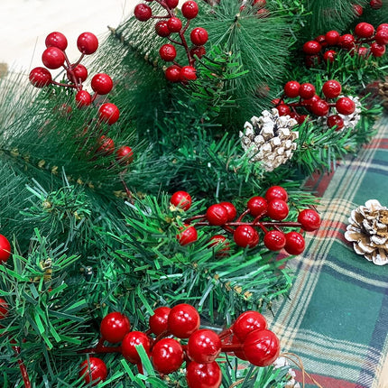 50 Pack Red Berry Stems Waterproof Christmas Picks Sprays Holly Berry Branches Christmas Tree Decorations Artificial Flower for Vase DIY Crafts Xmas Ornament Wedding Winter Holiday Home Decor