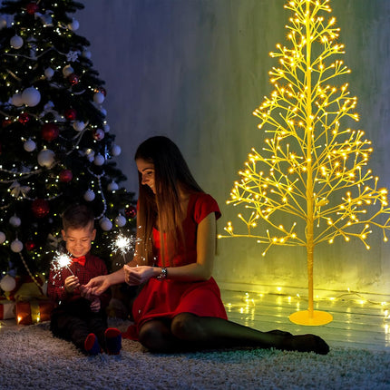 VIHOSE Christmas Lighted Birch Trees Alpine Artificial Christmas Tree Bendable Twig Warm White Lighted Trees Artificial Twig Fairy Light Tree for Home Christmas Party Holiday Decor(5 ft/ 384 LED)