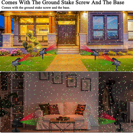 Christmas Laser Lights Outdoor Projector, Waterproof Red and Green Star Tree Lights Projector Decoration for Christmas Indoor Holiday Birthday Party