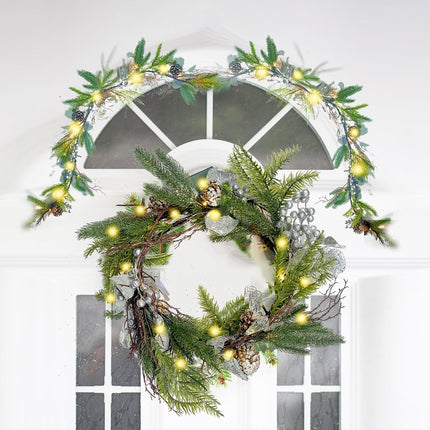 6FT Pre-lit Christmas Garland,Cedar Winter Pine Garlands Lighted,Battery Operated Christmas Garland with LED Lights,Pinecones,for Fireplace Mantle Holiday Decorations,Thanksgiving Year