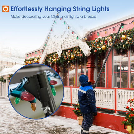 addlon Telescopic Extension Pole for Hanging Christmas Lights and Mounting Screw Hooks,5.5FT Christmas Light Hanger Poles with Utility Hook for String Lights and Birdfeeders Installation