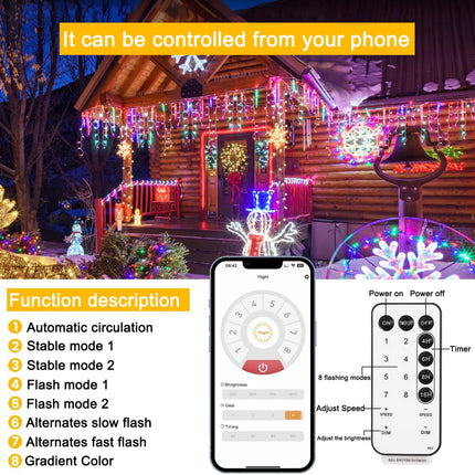 Christmas String Lights Outdoor - 49Ft/15M 640 LED 8 Modes with Remote Control and App Waterproof Christmas Lights for Patio Yard Garden Wedding Party-Warm White to Multicolor