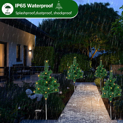 Solar Christmas Tree Garden Stake, Waterproof Christmas Decorative Tree Lights, Outdoor Christmas Tree Lights, Christmas Decorations, Pathway Lights, Patio Lights 31inch (Green, 4pcs)