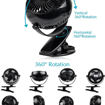 Gazeled Clip On Fan Battery Operated, 360° Rotation, With 8 Free Aa Batteries, Quiet Usb Or Battery Operated Fan, 5'' Portable