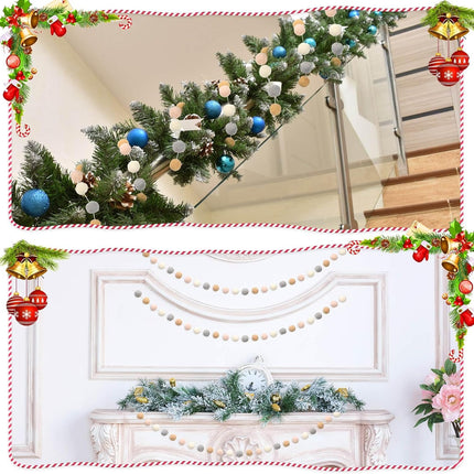 3 Pcs Neutral Christmas Garland Christmas Felt Ball Garlands Neutral Pom Pom Garland Christmas Felt Ball Garlands Fluffy Christmas Garlands Holiday Party Banner for Christmas Decoration Supplies