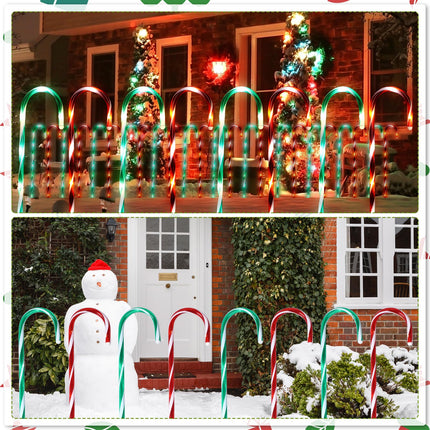 12 Pcs 36 Inch Giant Christmas Candy Cane Lights Christmas Pathway Walkway Lights Outdoor LED Decorations, Extra Large Yard Pathway Stake Lights for Lawn Garden Driveway Walkway Xmas Decor