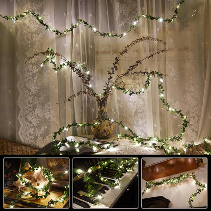 Ariceleo Artificial Garland USB Fairy Lights - 4 Packs 16.4ft | 50 LED Vine Twinkle String Lights with Remote | Timer | 8 Modes | Copper Wire | Ideal for Party, Wedding, Christmas | Warm White