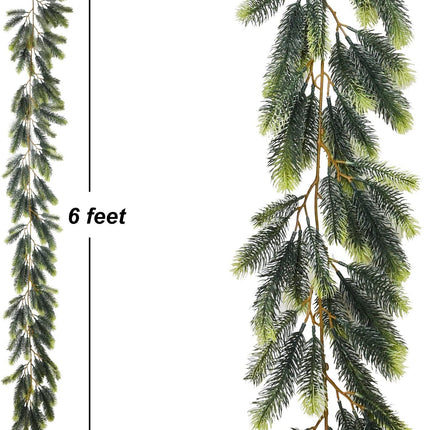 Lvydec Christmas Pine Garland Decoration, 6ft Christmas Greenery Garland Realistic Pine Garland Artificial Cypress Garland for Holiday Mantel Fireplace Decoration