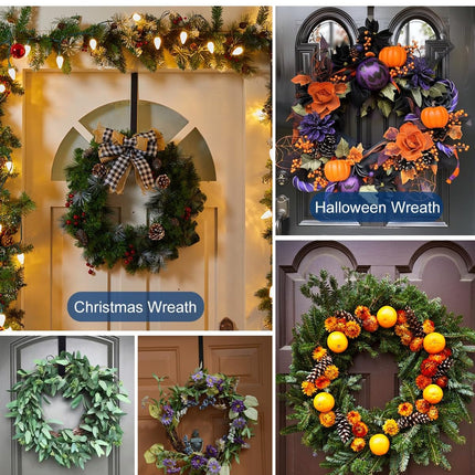 Front Door Wreath Hanger - 2 Magnetic Hooks & 1 Pack 14-Inch Long Hook for Holiday Decor, Versatile for Christmas, Easter, Spring Indoor and Outdoor Use