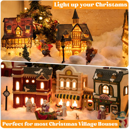 Meonum 1 Pack Christmas Village House Accessories Cord Light Bulbs, C7 Halloween Blow Mold Pumpkin Light with Switch Replacement Compatible with Dept 56 Christmas Holiday Craft Project Decor (12 LED)