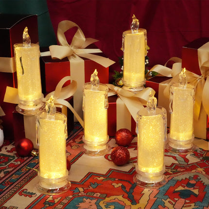 6PCS Led Candles (D:2.5" x H:7"),Pillar Fake Candles, flameless Candles Battery Operated/Batteries Included, Velas artificiales para Decoration for Valentine's Day Wedding Christmas Decorations