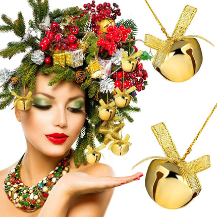 cotte 2 Boxes Christmas Bells Gold Sleigh Bells Xmas Small Brass Bells for Crafts Bell Ornaments Metal Bells for Christmas Tree Wreath Ornaments Door Knob Wedding Festival Decoration (1.18 Inch)