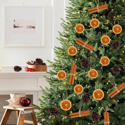 40Pcs Natural Christmas Tree Ornaments - Dried Orange Slice Ornaments Pine Cones Cinnamon Sticks Mix Dried Fruit Ornament for Xmas Tree DIY Crafts Garland Decor