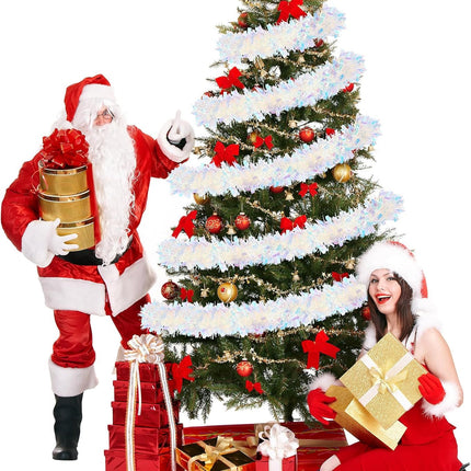 WILLBOND Christmas Tinsel Garland Xmas Metallic Tinsel Twist Garland Glitter Christmas Tree Hanging Wreath Decor for Staircase Railing Banister Indoor Outdoor Ornament (Pink, 52.5ft)