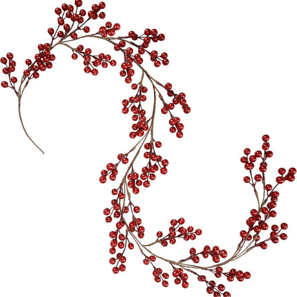 Greentime Christmas Red Berry Garland, Artificial Burgundy Red Pip Berry Artificial Berry Garland for Indoor Outdoor Hone Decoration for Winter Christmas Holiday Year Decor