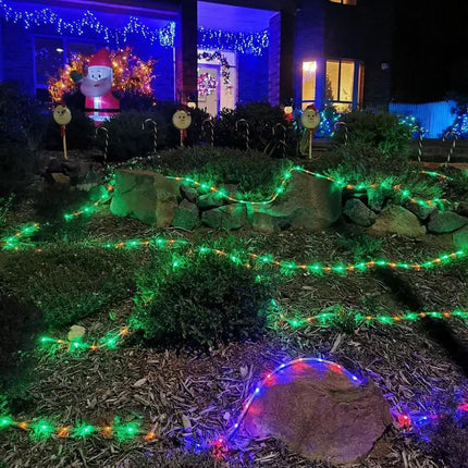 QITONG 2 Pack Red and Green Solar Rope Lights, Each 33ft 100 LED Solar Christmas Lights Outdoor, 8 Modes Clear PVC Tube Solar String Lights for Christmas Decor