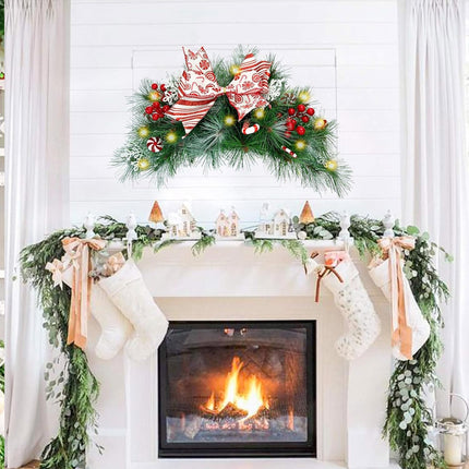 24 Inch Christmas Mailbox Swags with Lights, Battery Operated Prelit Artificial Christmas Arched Swags, Christmas Garland and Swags for Front Door Outdoor Mail Box Windows Decor