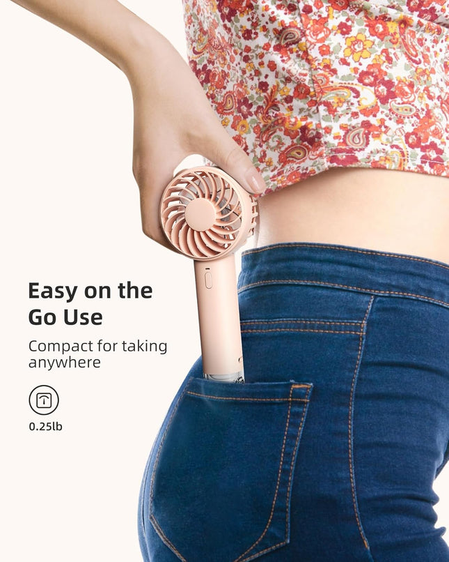 Koonie Portable Mini Handheld Personal Fan, Powerful 3 Speeds Small Desk Fan With Led Light, Cute Design Eyelash Makeup Battery