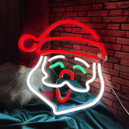 Santa Claus Neon Sign, Christmas LED Neon Signs for Wall Decor,Christmas Acrylic Neon Light Signs with USB/Swicth for Bedroom Teen Kid Party Decoration