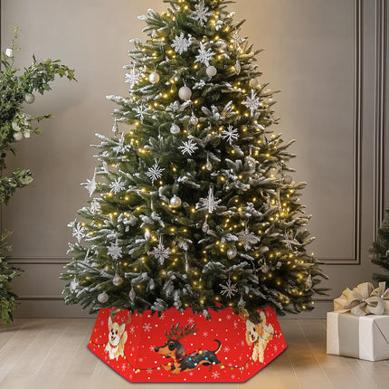 Christmas Tree Collar for Artificial Trees, Christmas Decoration for Dog Mom Dad, Fabric Hexagonal Base Tree Collar Skirt for Xmas Tree Decorations Holiday Party