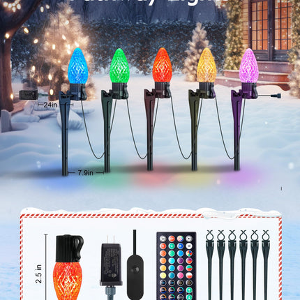 Brightown Smart C9 LED Christmas Lights Outdoor House, 50Ft 75 LED RGB Christmas Pathway Lights with 58 Preset Modes, App or Remote Control, Music Sync, Memory and Timer Function for Indoor/Outside