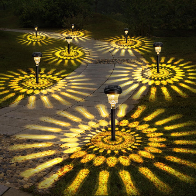 ROOR Ultra Bright Solar Lights 16 Pack, Outdoor Solar Pathway Lights, Warm White Yard Lights, IP67 Waterproof LED Garden Lights for Path Backyard Christmas Lawn Landscape Decorative