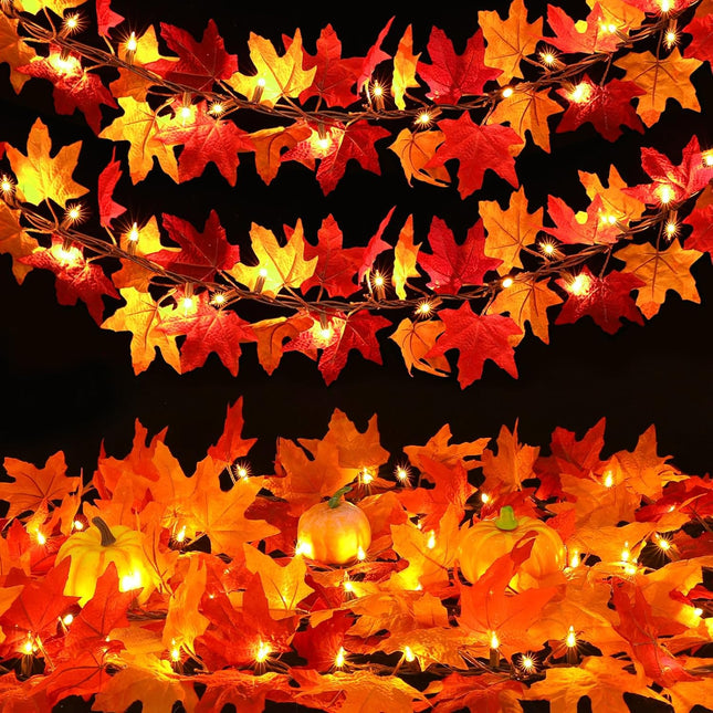 Fall Decor Fall Decorations for Home: Thanksgiving Decorations 10.8 FT Plug in Fall Garland with Lights 50 Orange Bulbs Connectable Lighted Fall Garland Thanksgiving Table Decor Indoor Outdoor
