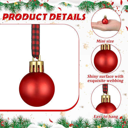 Wettarn 54 Pc Mini Red Green and White Christmas Ball Ornaments 1.18 Inch Shatterproof Small Plastic Hanging Ornament for Xmas Tree Wreath Holiday Decor