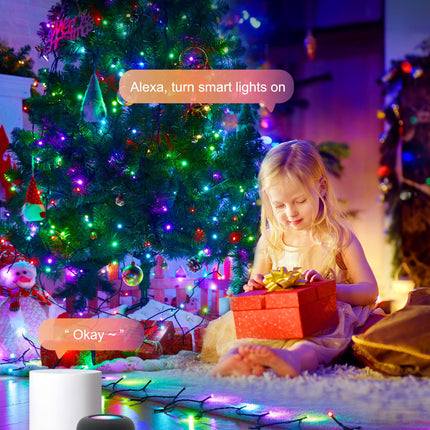 Minetom 168Ft Smart Christmas String Lights, 600 LEDs Twinkle Christmas Tree Lights String- WiFi Fairy Lights for Christmas Trees Garland Wreath Wedding Indoor Outdoor Holiday, RGB