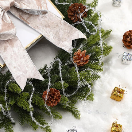 Pangda 49 Feet Christmas Tree Beads Garland Strands Chain for Christmas Wreath Decoration Table Centerpiece (Clear)