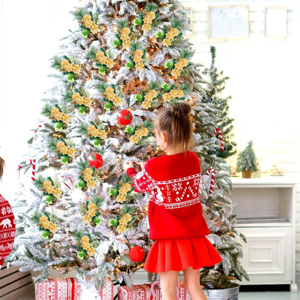 Tigeen 16 Pcs Poinsettia Christmas Flowers 13.4 Inch Artificial Christmas Tree Picks Faux Christmas Flowers Fake Pine Cone Green Leaf Berry Needle Decorative Stems for Holiday Decor DIY Wreath(Gold)