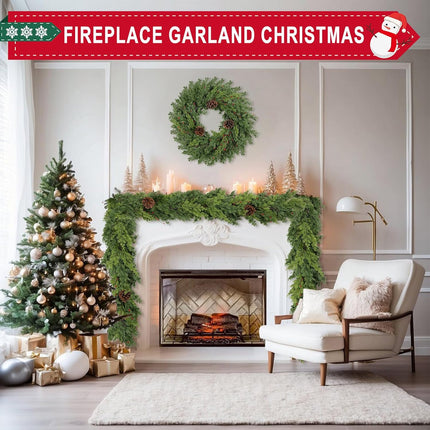 6 Ft Real Touch Christmas Garland Indoor with Pine Cone,Thick and Lush，Soft Bendable Mantle Garland Christmas, Lifelike Cedar Garland, Christmas Garland for Mantle,Christmas Tree Garland Decorations