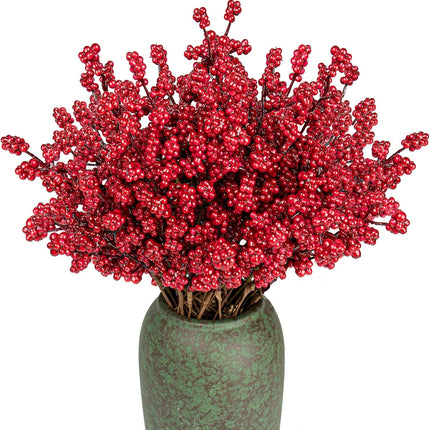 40 PCs Christmas Tree Picks 6.5 Inches Red Berry Picks Christmas Berry Stems for Winter Vase DIY Wreath Tree Table Floral Arrangement